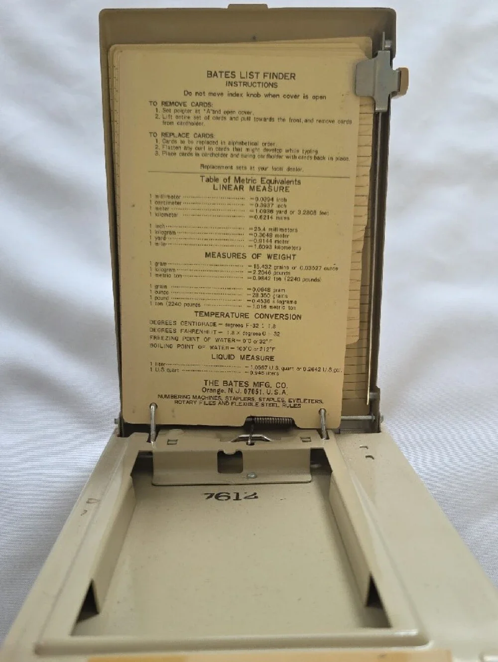 Vintage Bates List Finder Director Model Cream